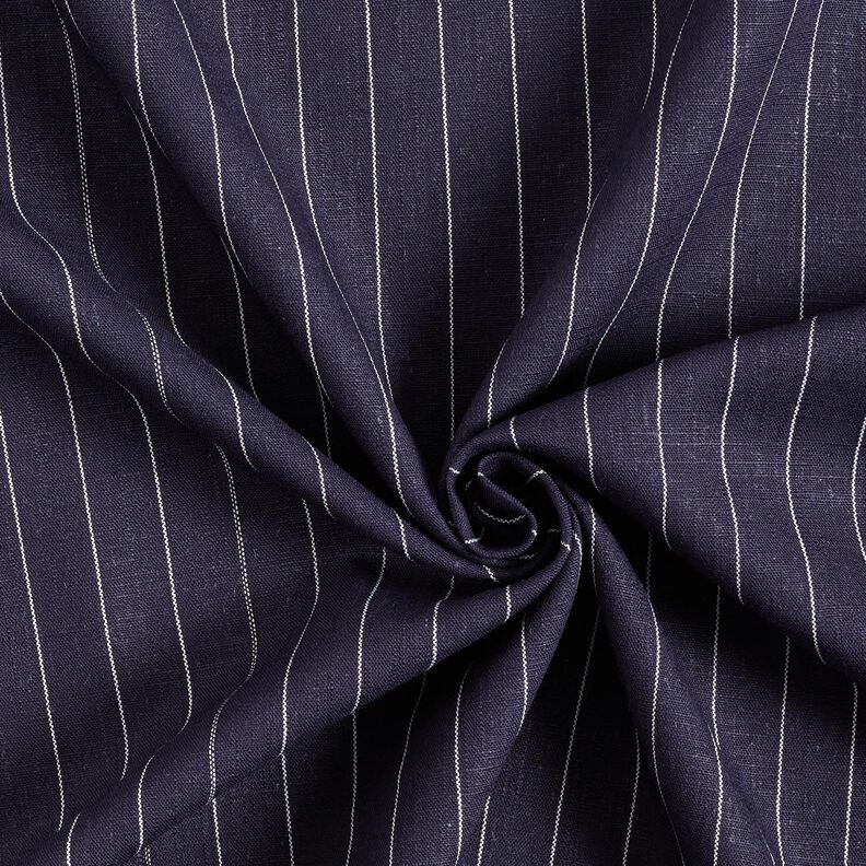 Viscose-linen blend wide pinstripes – navy blue,  image number 3