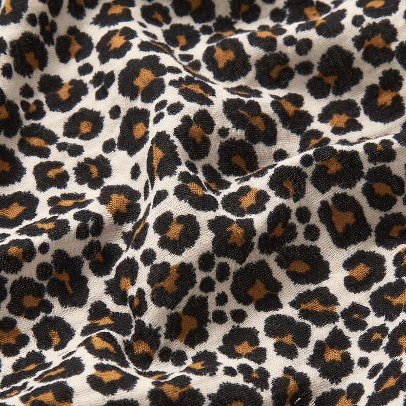 Double Gauze/Muslin Leopard Print – light taupe/black, image number 2