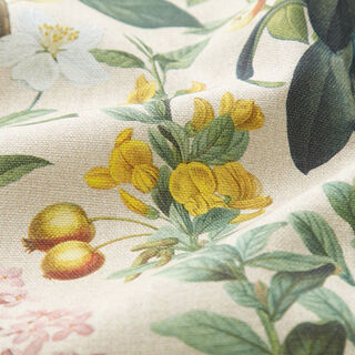 Decor Fabric Half Panama Nostalgic Plants – cashew/pine, 