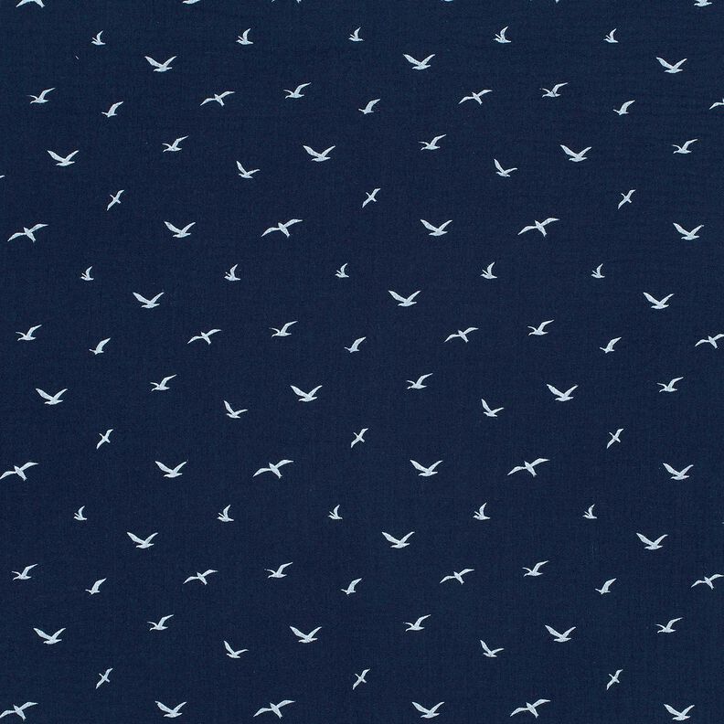 Double Gauze/Muslin seagulls – blue-black/white,  image number 1