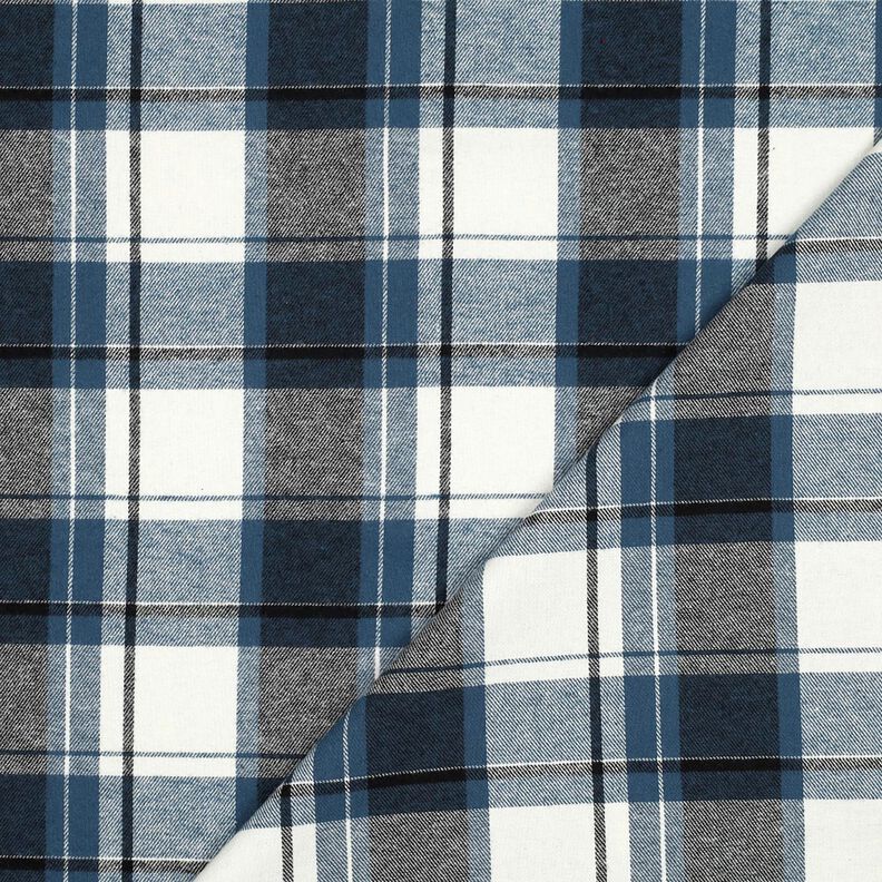 Cotton Flannel Large Check – denim blue/offwhite, image number 3