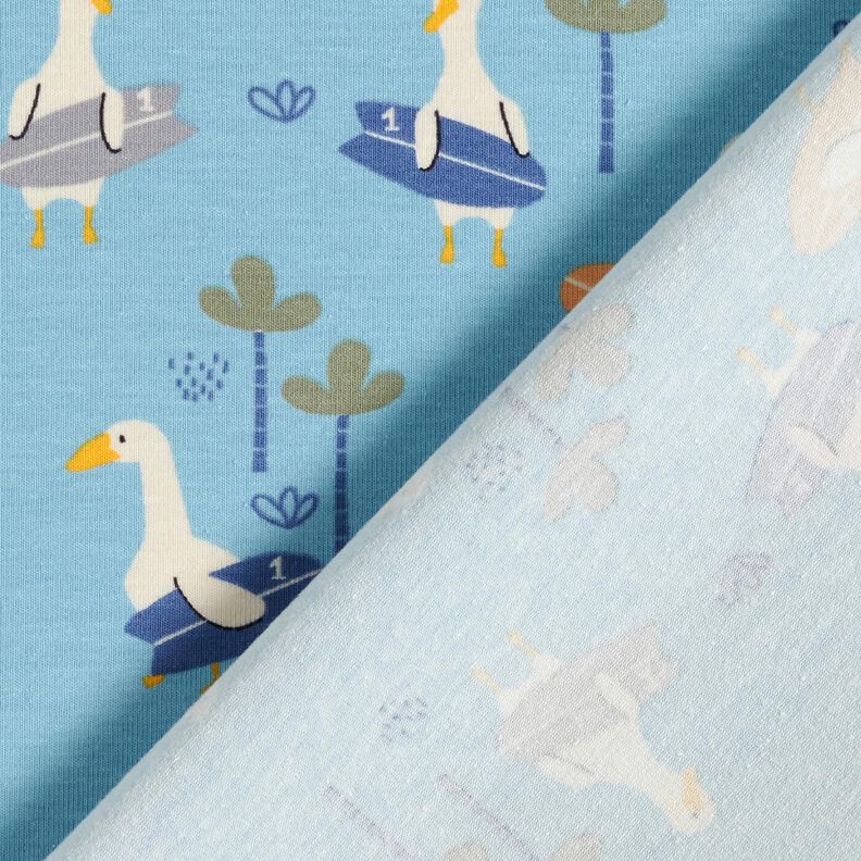 Cotton Jersey geese go surfing Digital Print – light blue,  image number 4