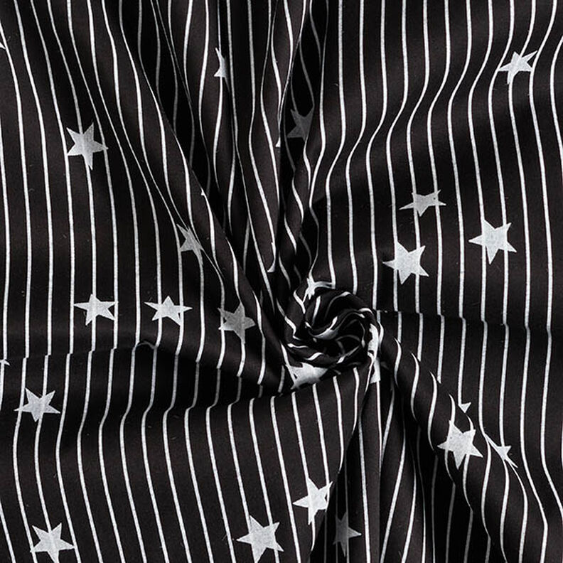 Cotton Poplin stripes & stars – black/white,  image number 3