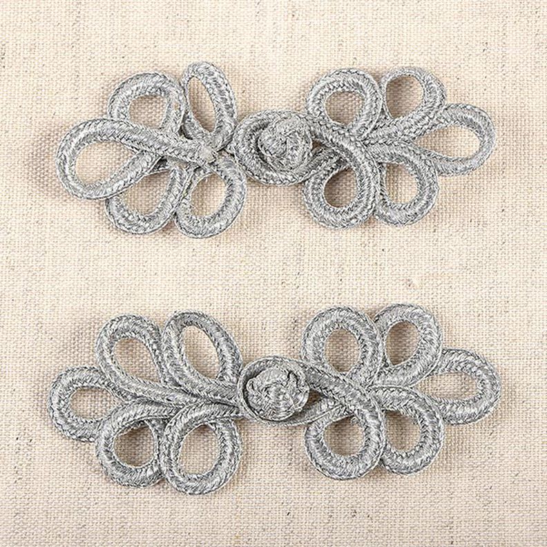 Trimmings closure [ 3 x 8 cm ] – silver,  image number 1