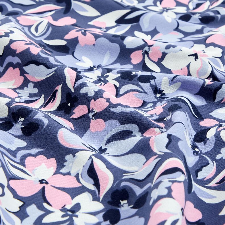 French Terry Big Flowers | Poppy Fabrics – denim blue,  image number 2