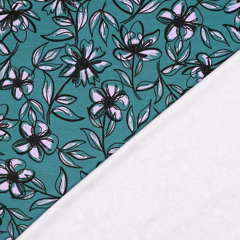 Ponte Roma Jersey Flowers – petrol/mauve,  image number 4