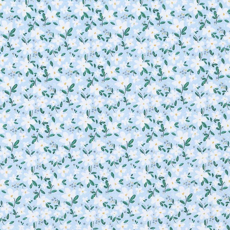 Delicate flowers organic cotton poplin – sky blue,  image number 1