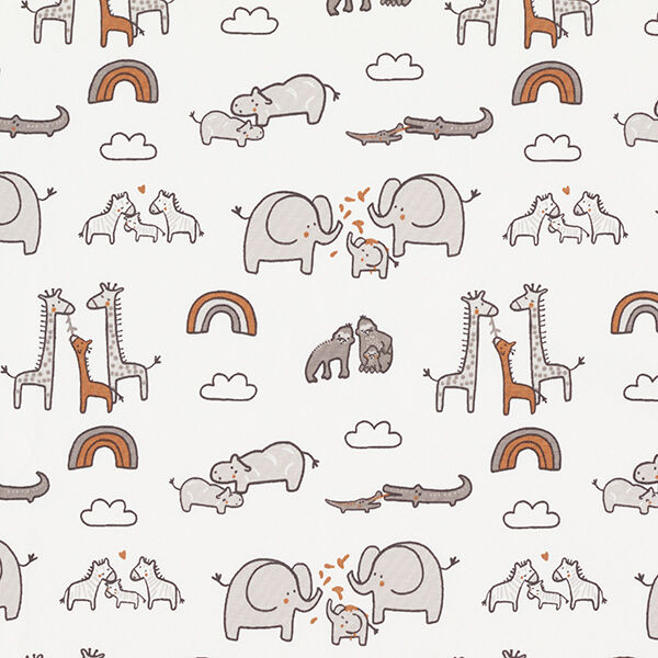 Cotton Jersey steppe animals and rainbows – white,  image number 1