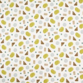 Waffle Piqué colourful shapes – moss green/ivory, 