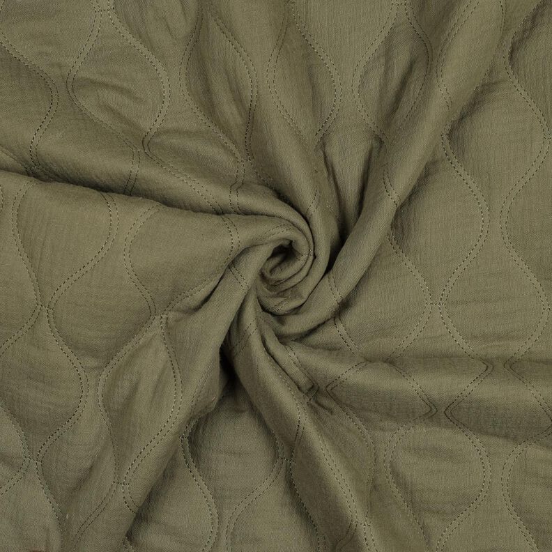 Quilted Fabric Muslin waves – light khaki, image number 3