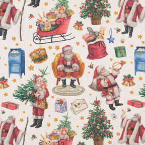Decor Fabric Half Panama nostalgic Christmas time – natural/red, 