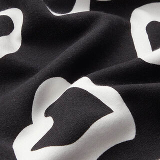 Alpine Fleece big hearts  – black/white, 