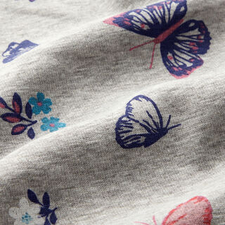 Alpine Fleece Butterflies and flowers Mottled – silver grey, 