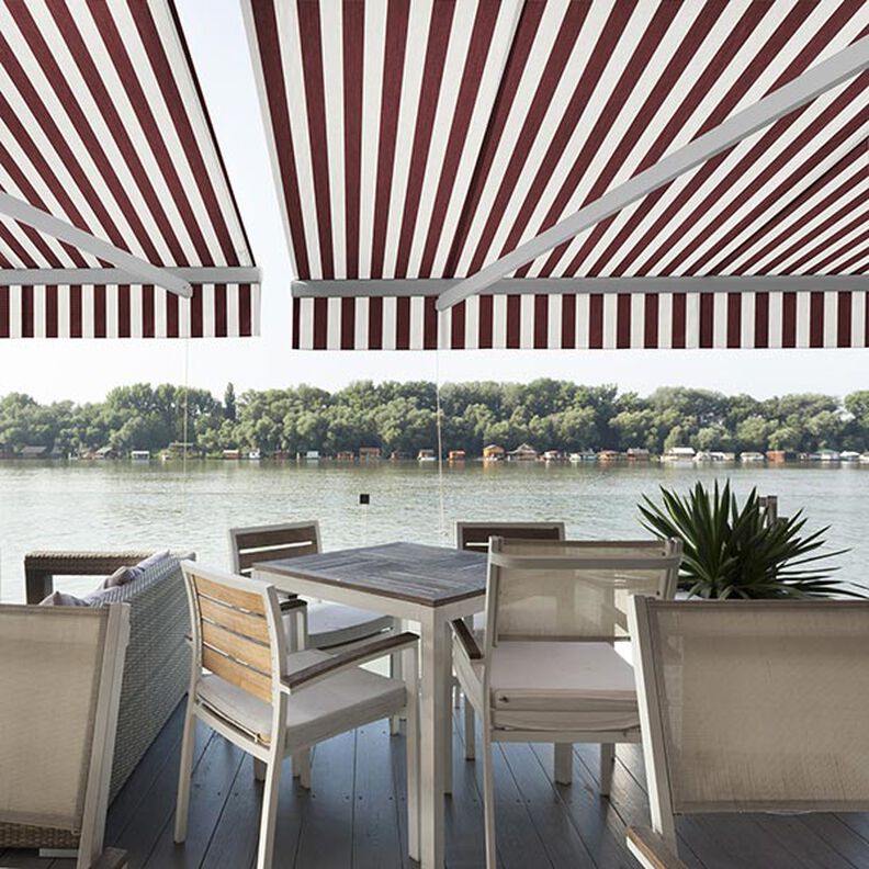 Awning fabric stripey Toldo – white/burgundy,  image number 4