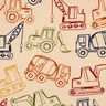 French Terry Construction vehicles| Poppy Fabrics – beige/navy blue,  thumbnail number 1