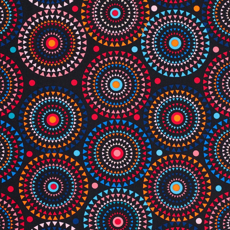 Swimsuit Fabric Mandala – blue-black/fire red,  image number 6
