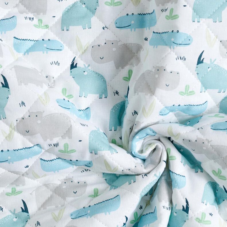 Quilted Fabric Hippopotamus and rhinoceros – offwhite,  image number 3
