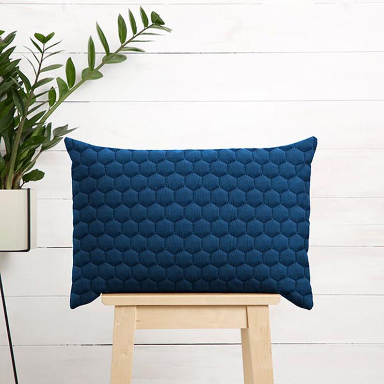 Upholstery Fabric Velvet Honeycomb Quilt – navy blue,  image number 9