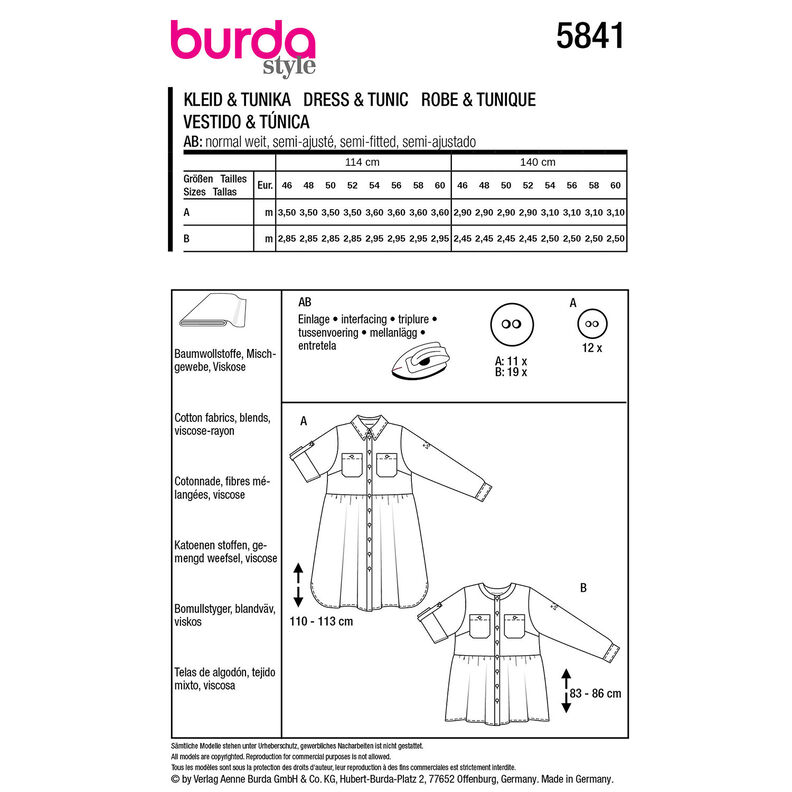 Plus-Size Dress / Tunika | Burda 5841 | 46-60,  image number 9