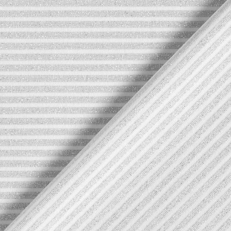 Jersey narrow glitter stripes – white/metallic silver, image number 5