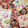 Decor Fabric Half Panama Meadow flowers – natural/raspberry,  thumbnail number 7