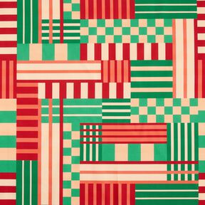 Decor Fabric Half Panama modern shapes – juniper green/dark red, 