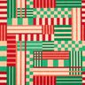 Decor Fabric Half Panama modern shapes – juniper green/dark red,  thumbnail number 1