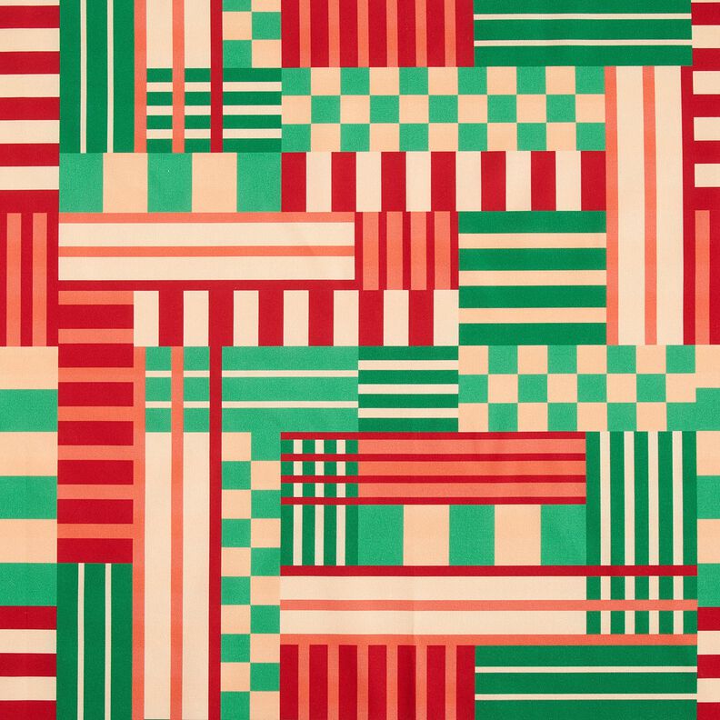 Decor Fabric Half Panama modern shapes – juniper green/dark red, image number 1