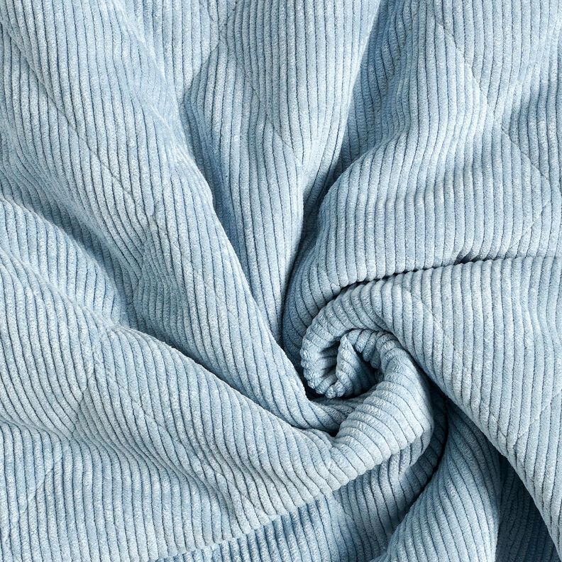 Quilted Fabric Corduroy with fur backing diamonds – light blue,  image number 4