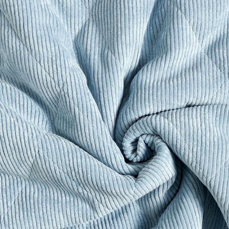 Quilted Fabric Corduroy with fur backing diamonds – light blue, image number 4