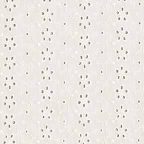 Cotton Batiste Broderie Anglaise rows of flowers – offwhite, 