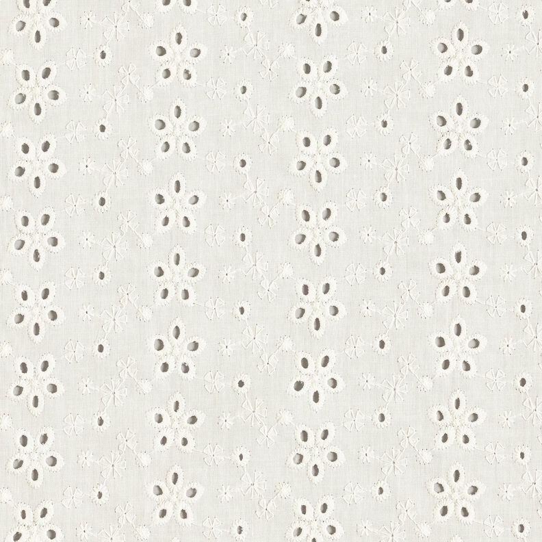 Cotton Batiste Broderie Anglaise rows of flowers – offwhite,  image number 1