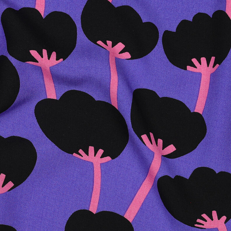 LENZING™ ECOVERO™ viscose fabric  Poppies | Nerida Hansen – lilac/black,  image number 2
