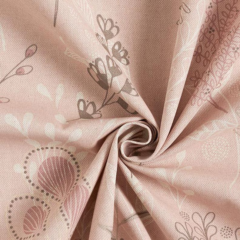 Decor Fabric Half Panama Delicate Branches – light dusky pink/natural,  image number 3