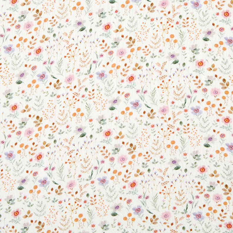 Double Gauze/Muslin Colourful Floral Meadow Digital Print – offwhite,  image number 1