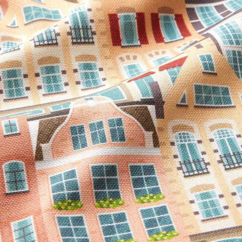 Decor Fabric Half Panama townhouses – ivory/taupe,  image number 2