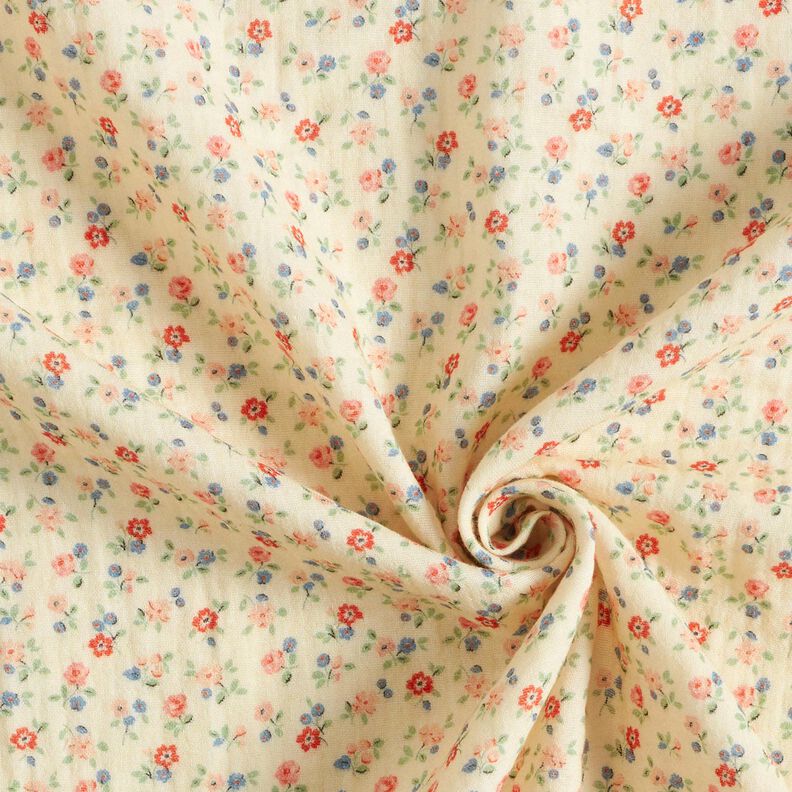 Double Gauze/Muslin romantic flowers | Poppy Fabrics – light beige,  image number 3