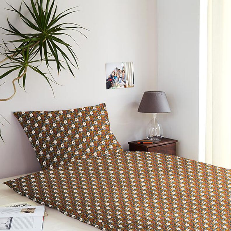 Cotton Cretonne retro flowers – caramel,  image number 8