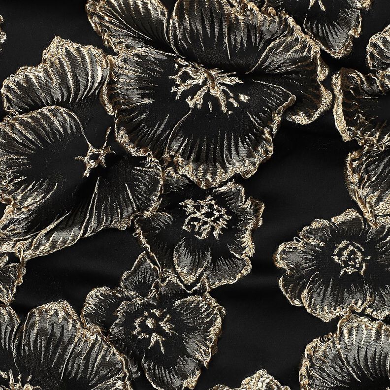 Jacquard 3D-effect flowers – black/almond, image number 2