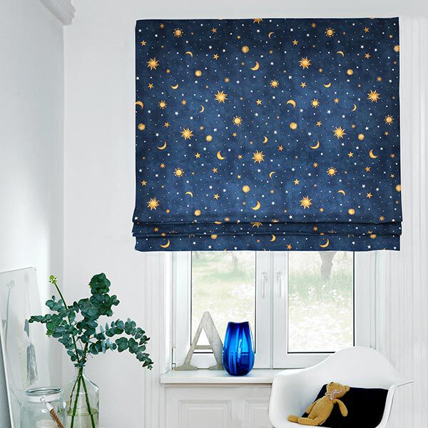 Decor Fabric Glow in the dark night sky – gold/navy blue,  image number 8