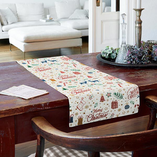 Decor Fabric Half Panama Merry Christmas – natural, image number 6