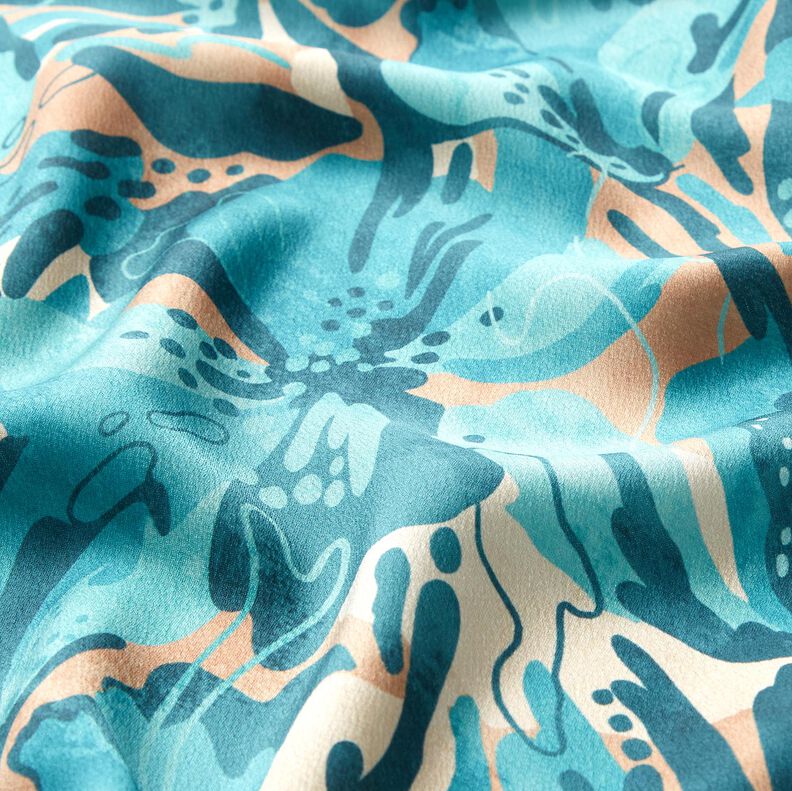 Satin crepe sea flowers – turquoise/cinnamon,  image number 2