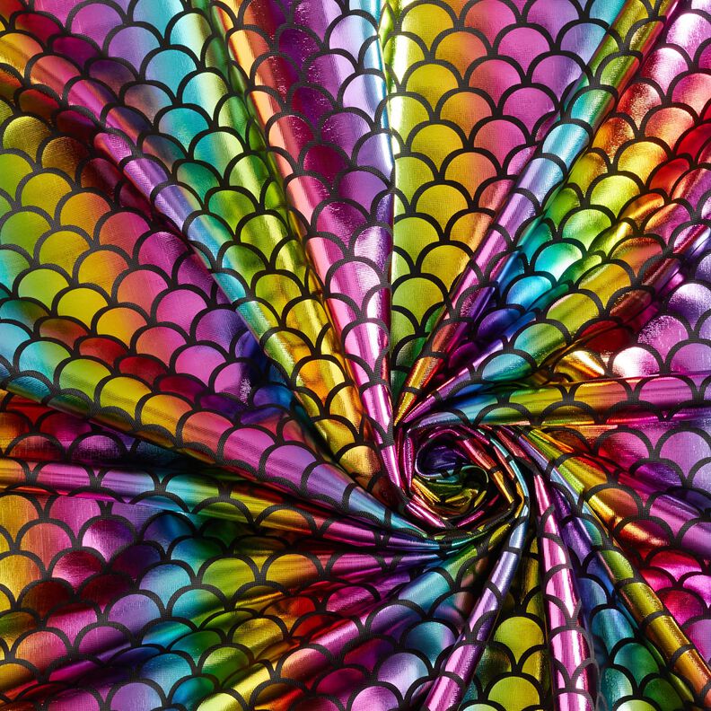 Foil Jersey Mermaid-scales rainbow – black/colour mix,  image number 3