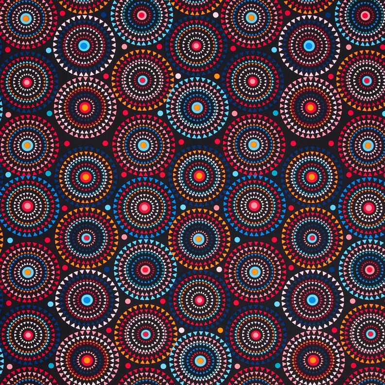 Swimsuit Fabric Mandala – blue-black/fire red,  image number 1