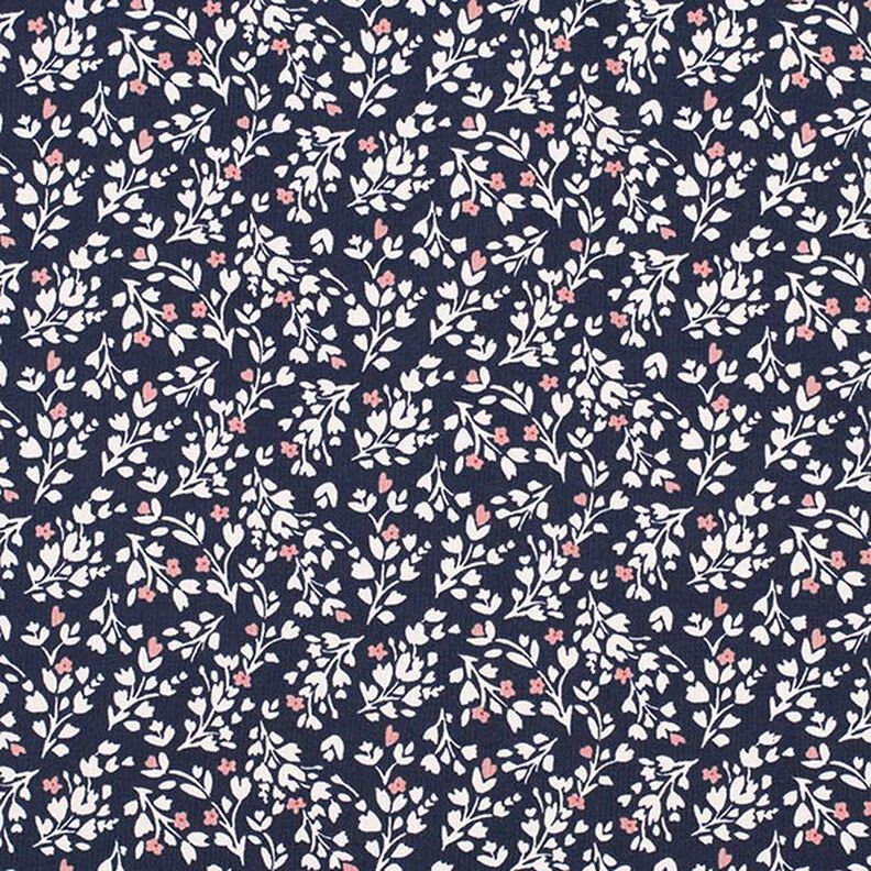 Cotton Jersey Sweet Little Flowers with Hearts – navy blue,  image number 1