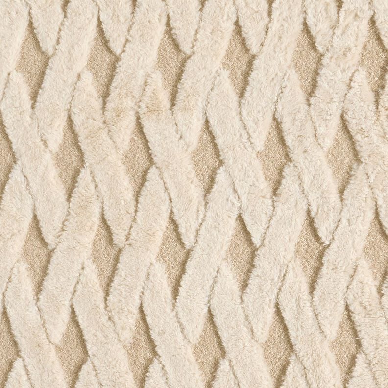 Faux Fur Bouclé Diamonds – sand/natural, image number 1