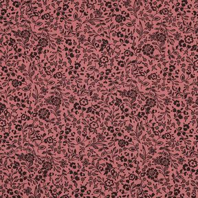 Double Gauze/Muslin two-tone flowers  | Poppy Fabrics – dark dusky pink/black, 