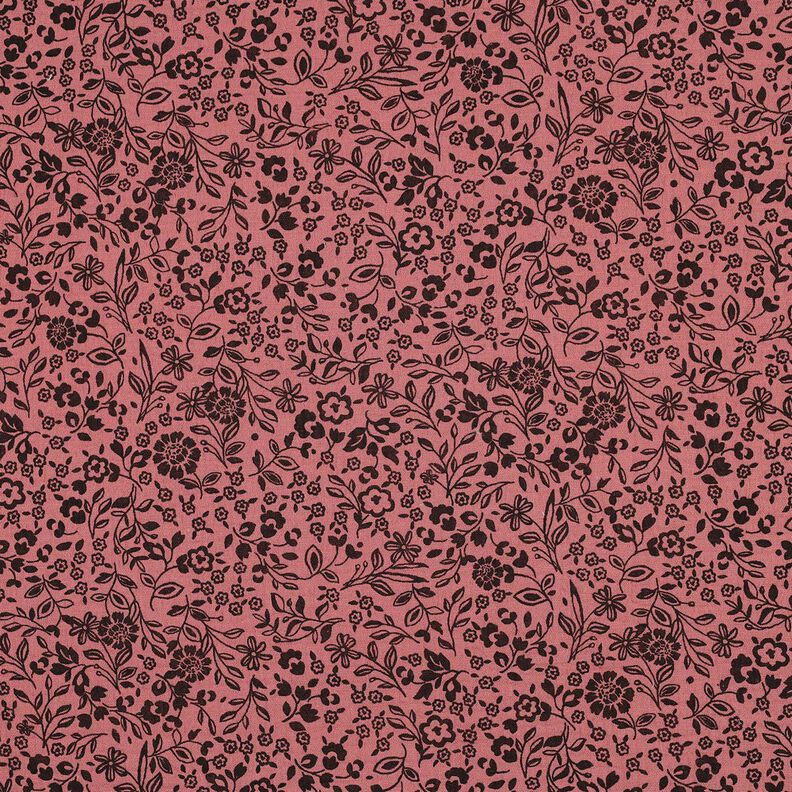 Double Gauze/Muslin two-tone flowers  | Poppy Fabrics – dark dusky pink/black,  image number 1