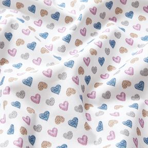 Cotton Poplin Sweet hearts – white/pastel violet, 