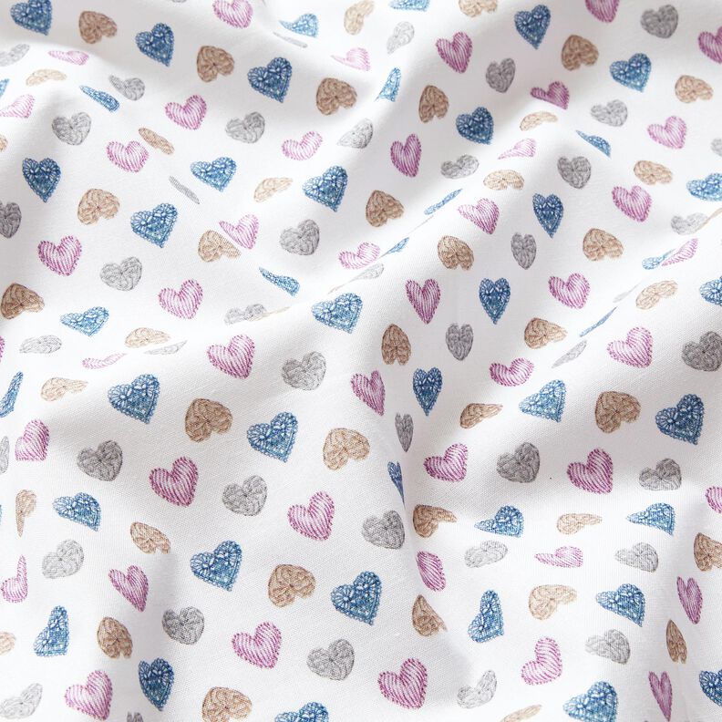 Cotton Poplin Sweet hearts – white/pastel violet,  image number 2